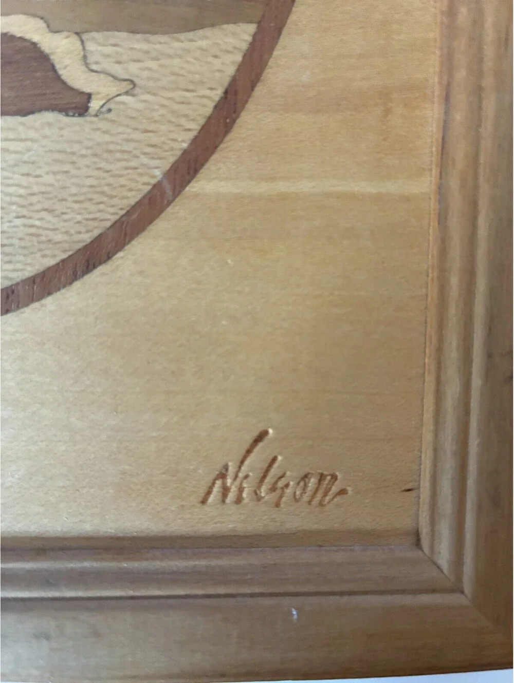 Jeff Nelson Signed Hudson River Inlay Seascape Wood Marquetry Framed Art